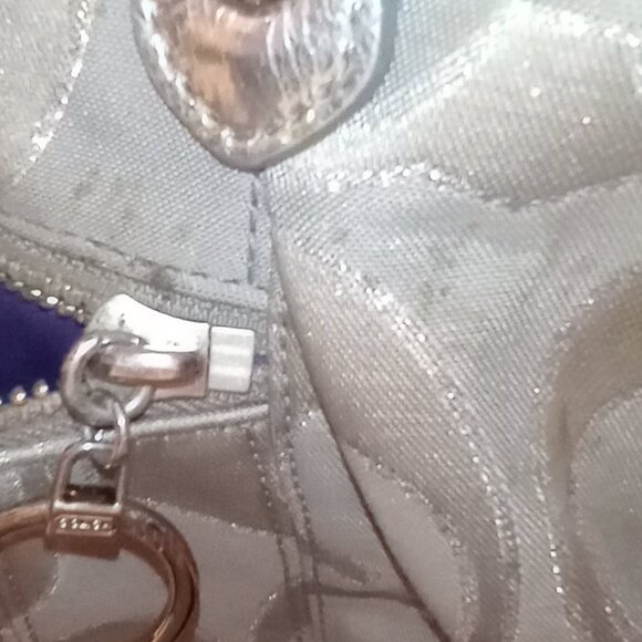 Coach Poppy Signature C Monogram Satchel Handbag Grey/Silver - Picture 13 of 16